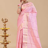 Lavender Rose Pink Kanjivaram Silk Saree