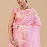Lavender Rose Pink Kanjivaram Silk Saree