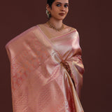 Pink Kanjivaram Tissue Saree With Intricate Weave