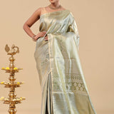 Pickle Green Kanjivaram Saree With Designer Border