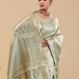 Pickle Green Kanjivaram Saree With Designer Border