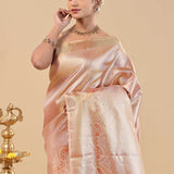 Brown Rust Kanjivaram Saree With Designer Border