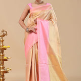 Vanilla Gold Kanjivaram Silk With Pale Border