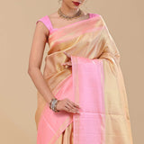 Vanilla Gold Kanjivaram Silk With Pale Border