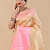 Vanilla Gold Kanjivaram Silk With Pale Border