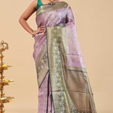 Amethyst Purple Kanjivaram Saree With Contrast Border