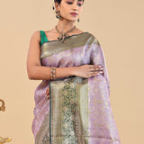 Amethyst Purple Kanjivaram Saree With Contrast Border