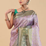 Amethyst Purple Kanjivaram Saree With Contrast Border