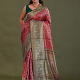 Claret Pinkish Red Kanjivaram Silk Saree With Brocade