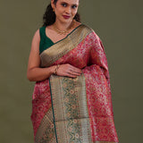 Claret Pinkish Red Kanjivaram Silk Saree With Brocade