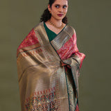 Claret Pinkish Red Kanjivaram Silk Saree With Brocade