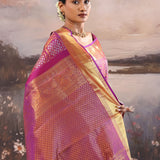 Purple Jam Kanjivaram Silk Saree With Floral Design