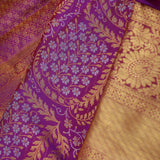 Purple Jam Kanjivaram Silk Saree With Floral Design