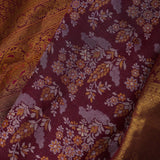 Dark Sienna Kanjivaram Silk Saree With Floral And Leaf Design