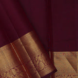 Dark Sienna Kanjivaram Silk Saree With Floral And Leaf Design