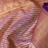 Dark Purple Kanjivaram Saree With Vertical Patterns