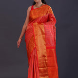 Milano Red Kanjivaram Silk Saree With Gold Zari Border
