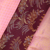 Wine Berry Kanjivaram Silk Saree With Contrast Pink Border
