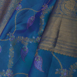 Sky Blue Kanjivaram Silk Saree With Floral Design