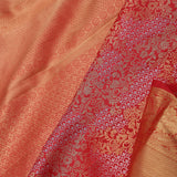 Orange Kanjivaram Saree With Khadi Border