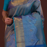 Blue Kanjivaram Silk Saree With Brocade Design