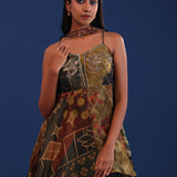 Dark Forest Green Crepe Silk And Organza Sharara Set