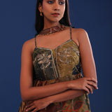 Dark Forest Green Crepe Silk And Organza Sharara Set