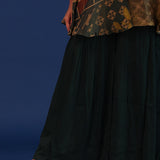 Dark Forest Green Crepe Silk And Organza Sharara Set