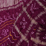 Burgundy Satin Bandhani Saree