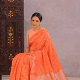Orange Silk Bandhani Saree