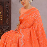 Orange Silk Bandhani Saree