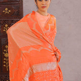Orange Silk Bandhani Saree