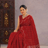 Red Silk Bandhani Saree