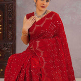 Red Silk Bandhani Saree