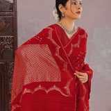 Red Silk Bandhani Saree