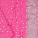 Creamy Pink Silk Bandhani Saree