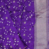 Indigo Violet Silk Bandhani Saree