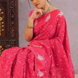 Raspberry Pink Silk Bandhani Saree