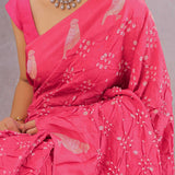Pink Silk Bandhani Saree