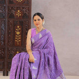 Medium Purple Silk Bandhani Saree