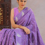 Medium Purple Silk Bandhani Saree