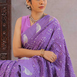Medium Purple Silk Bandhani Saree