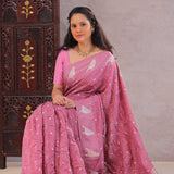 Dusty Pink Silk Bandhani Saree