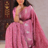 Dusty Pink Silk Bandhani Saree