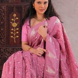 Dusty Pink Silk Bandhani Saree