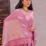 Dusty Pink Silk Bandhani Saree