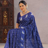 Midnight Bandhani Silk Saree