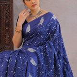 Midnight Bandhani Silk Saree