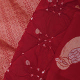 Saffron Red Silk Bandhani Saree