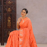 Vibrant Orange Bandhani Silk Saree
